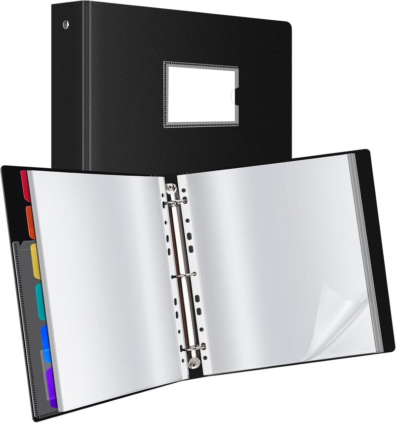 Uquelic 80-Pocket Binder with Plastic Sleeves for Letter/A4 Size(11" x 8.5"), Document Binder Organizer for Papers, Certificates and Artwork, Colorful PP Divider Pages for Presentation - Image 1